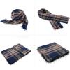 imageZando Plaid Blanket Thick Winter Scarf Tartan Chunky Wrap Oversized Shawl Cape ScarvesP Navy Blue Scarf