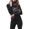 imageZando Plaid Blanket Thick Winter Scarf Tartan Chunky Wrap Oversized Shawl Cape ScarvesP Navy Blue Scarf