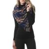 imageZando Plaid Blanket Thick Winter Scarf Tartan Chunky Wrap Oversized Shawl Cape ScarvesP Navy Blue Scarf