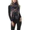 imageZando Plaid Blanket Thick Winter Scarf Tartan Chunky Wrap Oversized Shawl Cape ScarvesP Navy Blue Scarf