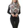 imageZando Plaid Blanket Thick Winter Scarf Tartan Chunky Wrap Oversized Shawl Cape ScarvesU Grey Beige Scarf