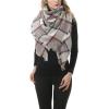 imageZando Plaid Blanket Thick Winter Scarf Tartan Chunky Wrap Oversized Shawl Cape ScarvesU Grey Beige Scarf