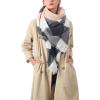 imageZando Plaid Blanket Thick Winter Scarf Tartan Chunky Wrap Oversized Shawl Cape ScarvesV Grey Pink Scarf