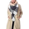 imageZando Plaid Blanket Thick Winter Scarf Tartan Chunky Wrap Oversized Shawl Cape ScarvesV Grey Pink Scarf