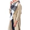 imageZando Plaid Blanket Thick Winter Scarf Tartan Chunky Wrap Oversized Shawl Cape ScarvesV Grey Pink Scarf