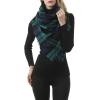 imageZando Plaid Blanket Thick Winter Scarf Tartan Chunky Wrap Oversized Shawl Cape ScarvesX Green Blue