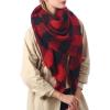 imageZando Plaid Blanket Thick Winter Scarf Tartan Chunky Wrap Oversized Shawl Cape ScarvesXx Buffalo Red Scarf