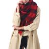imageZando Plaid Blanket Thick Winter Scarf Tartan Chunky Wrap Oversized Shawl Cape ScarvesXx Buffalo Red Scarf