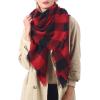 imageZando Plaid Blanket Thick Winter Scarf Tartan Chunky Wrap Oversized Shawl Cape ScarvesXx Buffalo Red Scarf