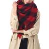 imageZando Plaid Blanket Thick Winter Scarf Tartan Chunky Wrap Oversized Shawl Cape ScarvesXx Buffalo Red Scarf