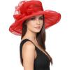 imageZando Kentucky Derby Hats for Women Church Hats for Women Organza Victorian Hat Fancy Tea Party Hats Wedding FascinatorRed
