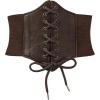 imageZando Lace up Pirate Corset Belt for Women Vintage Renaissance Waist Belt Elastic Belt for Daily Cosplay Halloween CostumeCoffee