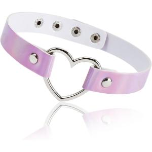 imageZando Love Heart Leather Choker Necklace for Women Punk PU Gothic Jewelry Adjustable Chain Collar for Women Girls Party