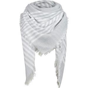 imageZando Plaid Blanket Thick Winter Scarf Tartan Chunky Wrap Oversized Shawl Cape ScarvesL White Grey Scarf