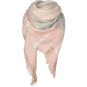imageZando Plaid Blanket Thick Winter Scarf Tartan Chunky Wrap Oversized Shawl Cape ScarvesT Light Pink Grey