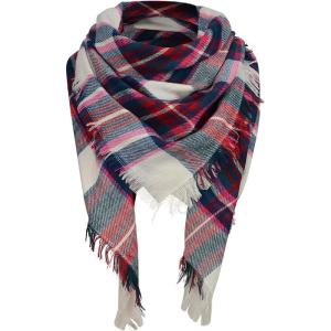 imageZando Plaid Blanket Thick Winter Scarf Tartan Chunky Wrap Oversized Shawl Cape ScarvesYy Green Rose Tartan Scarf