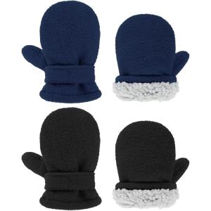 imageZando Toddler Gloves Kids Winter Gloves Fleece Lined Gloves Baby Mittens1 Black  Navy