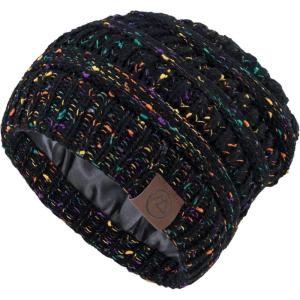 imageZando Unisex Satin Lined Beanie for Women Men Cute Winter Hats for Women Fashionable Skull Knit Hat Warm Beanies HatsBlack Yarn