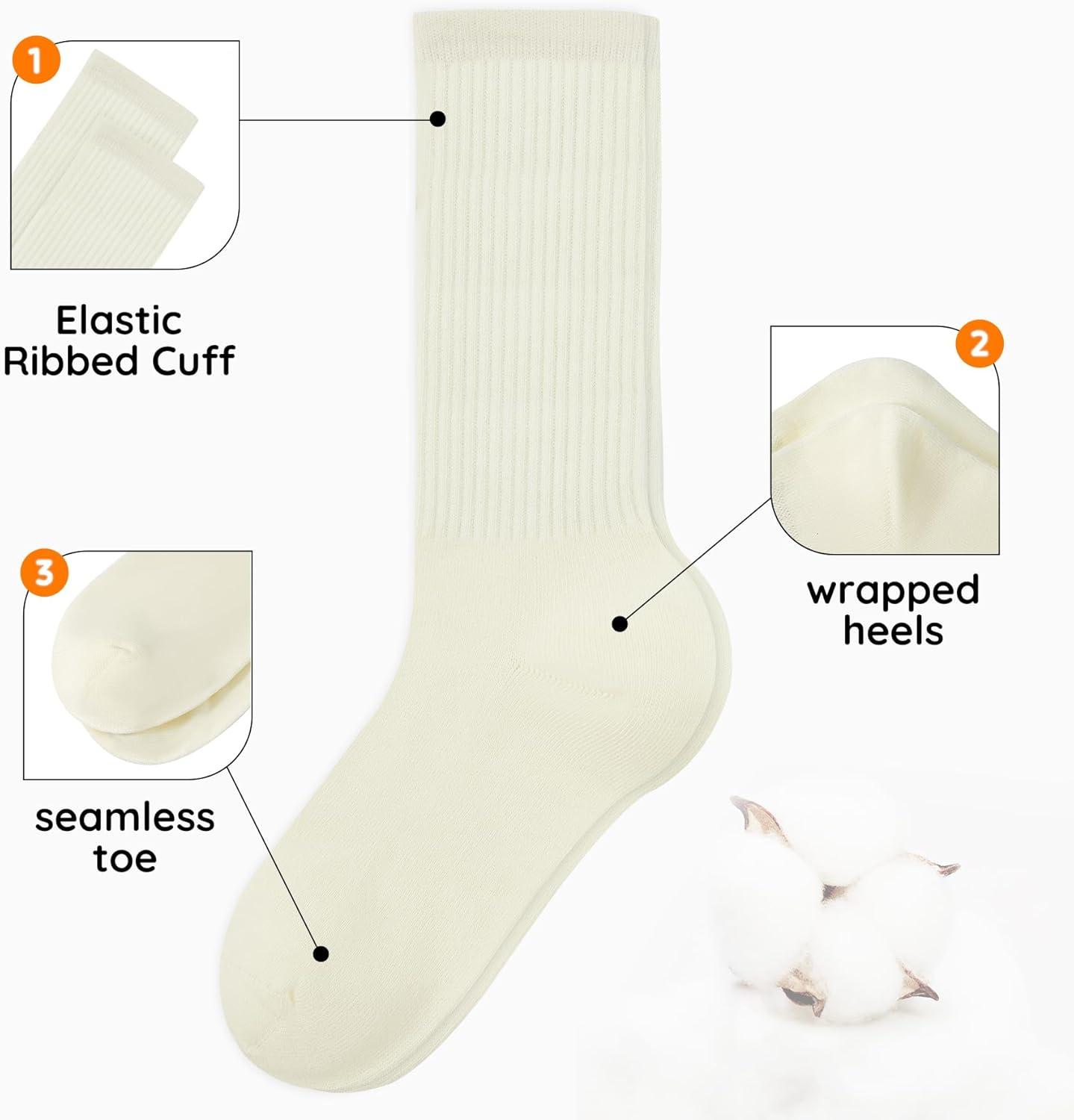 imageZando Socks for Women Striped Retro Crew Socks for Women Vintage Calf Socks Sporty Calf Socks Casual Cotton Womens SocksWhite
