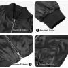 imageZando Bomber Jacket Women Lightweight Cropped Jacket Zip Up Casual Striped Jacket Trendy Outerwear Windbreaker with PocketsBlack