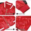 imageZando Bomber Jacket Women Lightweight Cropped Jacket Zip Up Casual Striped Jacket Trendy Outerwear Windbreaker with PocketsRed