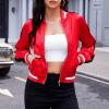 imageZando Bomber Jacket Women Lightweight Cropped Jacket Zip Up Casual Striped Jacket Trendy Outerwear Windbreaker with PocketsRed