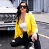 imageZando Bomber Jacket Women Lightweight Cropped Jacket Zip Up Casual Striped Jacket Trendy Outerwear Windbreaker with PocketsYellow