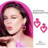 imageZando Double Heart Earrings Dangle Statement Earrings for Women 80s Jewelry Accessory Party Valentine Mothers Day GiftHot Pink Earrings
