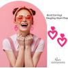 imageZando Double Heart Earrings Dangle Statement Earrings for Women 80s Jewelry Accessory Party Valentine Mothers Day GiftHot Pink Earrings