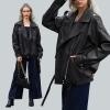 imageZando Leather Jacket Women Oversized Motorcycle Biker Jacket Women Outfits Clothes for Women Bomber Jacket Faux Fall FashionBlack