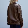 imageZando Leather Jacket Women Oversized Motorcycle Biker Jacket Women Outfits Clothes for Women Bomber Jacket Faux Fall FashionBrown