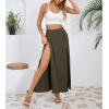 imageZando Maxi Skirt with Slit Skirt for Women High Slit Skirt for Women Split Skirts for Women Double Slit SkirtArmy Green