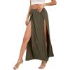 imageZando Maxi Skirt with Slit Skirt for Women High Slit Skirt for Women Split Skirts for Women Double Slit SkirtArmy Green