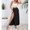 imageZando Maxi Skirt with Slit Skirt for Women High Slit Skirt for Women Split Skirts for Women Double Slit SkirtBlack