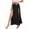 imageZando Maxi Skirt with Slit Skirt for Women High Slit Skirt for Women Split Skirts for Women Double Slit SkirtBlack