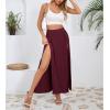 imageZando Maxi Skirt with Slit Skirt for Women High Slit Skirt for Women Split Skirts for Women Double Slit SkirtWine Red