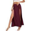 imageZando Maxi Skirt with Slit Skirt for Women High Slit Skirt for Women Split Skirts for Women Double Slit SkirtWine Red