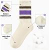 imageZando Novelty Socks for Women Striped Retro Vintage Casual Crew Socks Cotton Socks Women Sporty Calf Socks3 Pinkbrown Purplepurple Blue