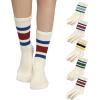 imageZando Novelty Socks for Women Striped Retro Vintage Casual Crew Socks Cotton Socks Women Sporty Calf Socks5 Black Greenyellow Blacknavy Redblue Greenblue Red