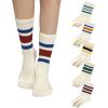 imageZando Novelty Socks for Women Striped Retro Vintage Casual Crew Socks Cotton Socks Women Sporty Calf Socks6 Black Greenblack Yellowblue Redblue Greenblue Orangenavy Red