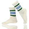 imageZando Novelty Socks for Women Striped Retro Vintage Casual Crew Socks Cotton Socks Women Sporty Calf SocksBlue Green