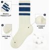 imageZando Novelty Socks for Women Striped Retro Vintage Casual Crew Socks Cotton Socks Women Sporty Calf SocksLong Blue