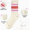 imageZando Novelty Socks for Women Striped Retro Vintage Casual Crew Socks Cotton Socks Women Sporty Calf SocksPink