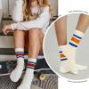 imageZando Novelty Socks for Women Striped Retro Vintage Casual Crew Socks Cotton Socks Women Sporty Calf SocksPurple Blue