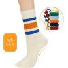 imageZando Novelty Socks for Women Striped Retro Vintage Casual Crew Socks Cotton Socks Women Sporty Calf SocksPurple Blue