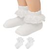imageZando Ruffle Socks for Toddler Girls Lace Frilly Cotton Ankle Socks Princess Dress Socks2White