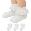 imageZando Ruffle Socks for Toddler Girls Lace Frilly Cotton Ankle Socks Princess Dress Socks3White