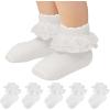imageZando Ruffle Socks for Toddler Girls Lace Frilly Cotton Ankle Socks Princess Dress Socks5White