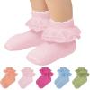 imageZando Ruffle Socks for Toddler Girls Lace Frilly Cotton Ankle Socks Princess Dress SocksPinkDeep PinkRose RedGreenBlue