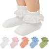 imageZando Ruffle Socks for Toddler Girls Lace Frilly Cotton Ankle Socks Princess Dress SocksWhitePinkDeep PinkGreenBlue